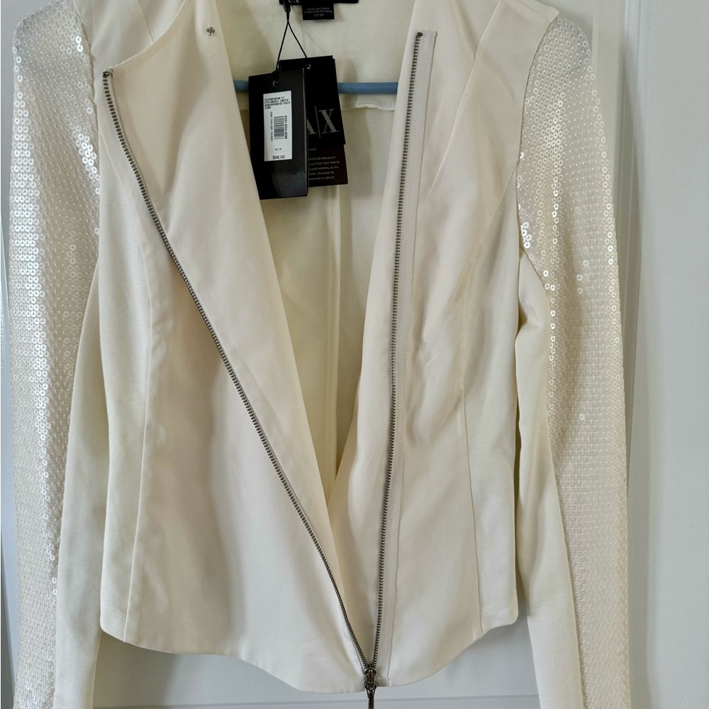 Armani Exchange White Blazer Textured Tailored Fit